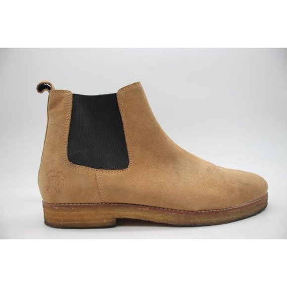 Hound and Hammer Men's Size 11 Chelsea Beige Suede Boots Shoes Rubber Sole - Picture 1 of 11